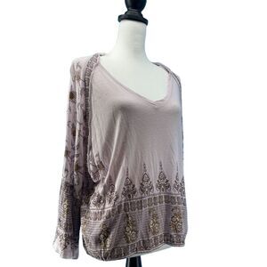 Free People Bell‎ Sleeve Top Womens Small Festival Boho Artsy Fairy Hippie Lilac
